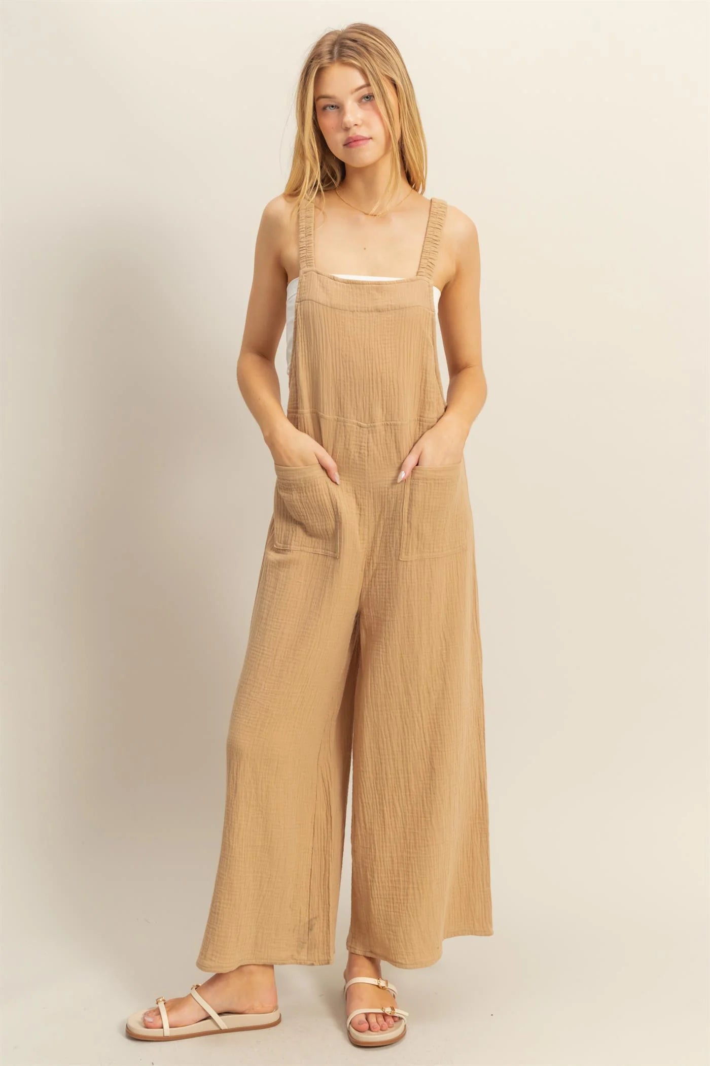 Gauze Pocket Overall Jumpsuit