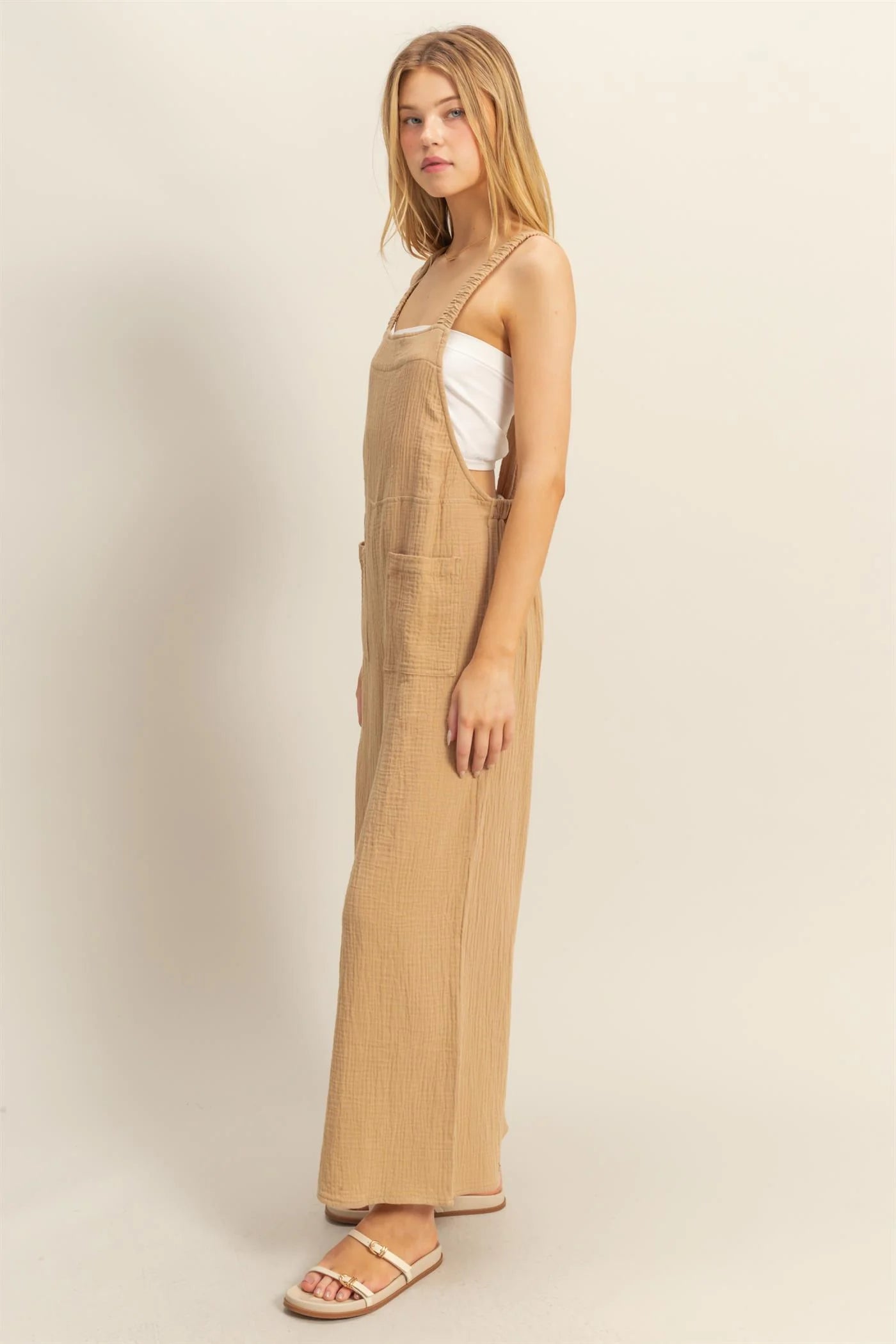 Gauze Pocket Overall Jumpsuit