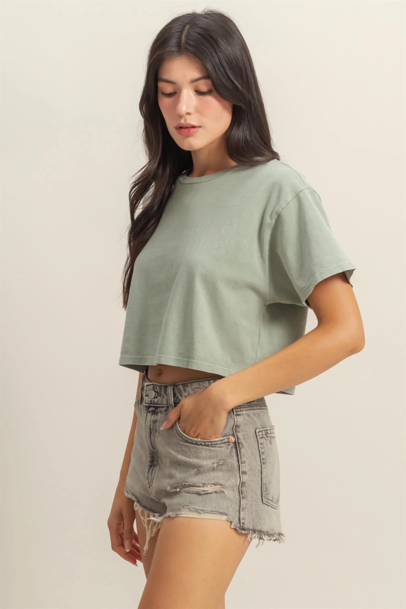 Washed Cropped T Shirt
