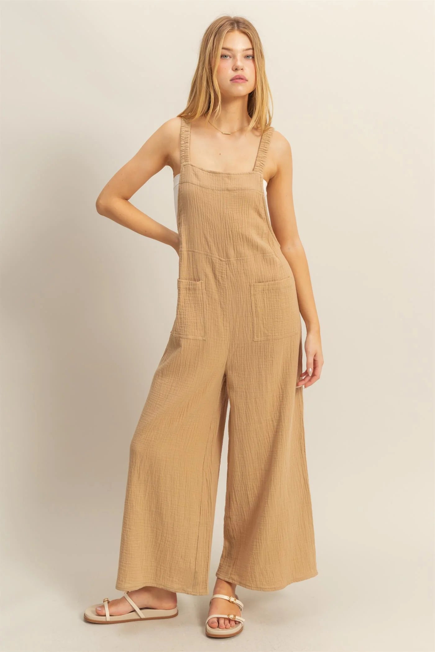 Gauze Pocket Overall Jumpsuit