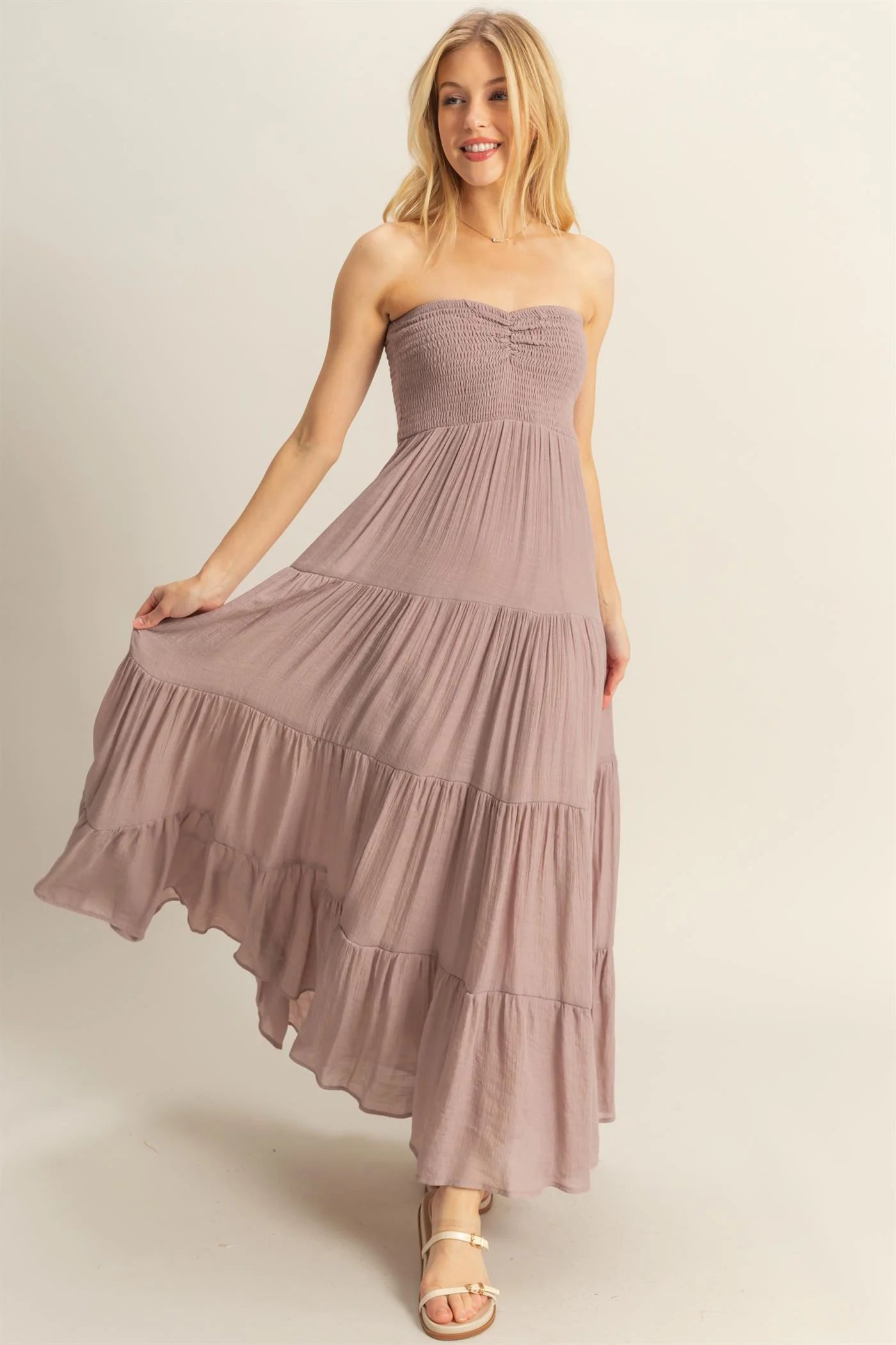 PREORDER FOR 3/21 Alice Strapless Ruched Maxi Dress
