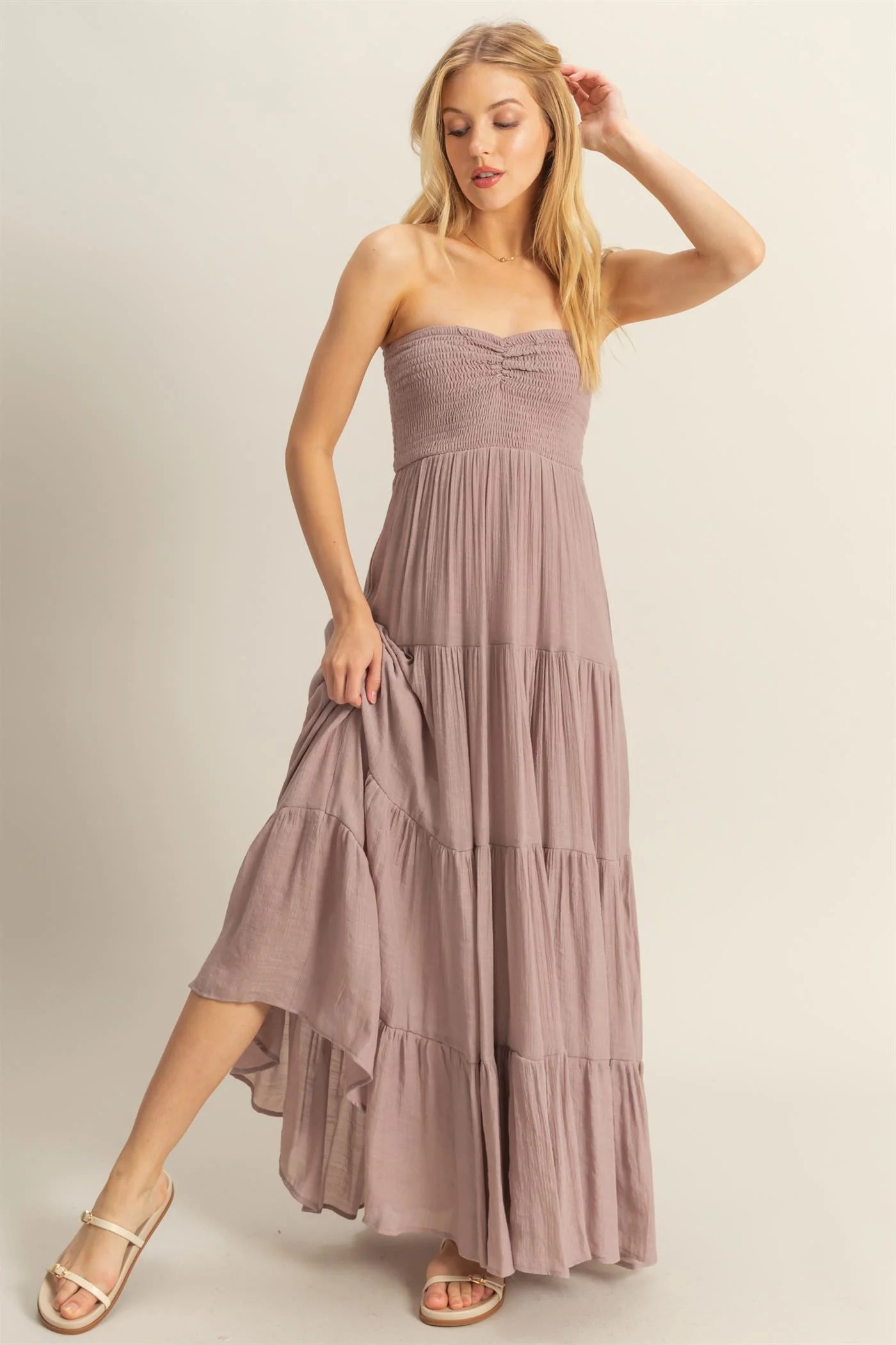 PREORDER FOR 3/21 Alice Strapless Ruched Maxi Dress