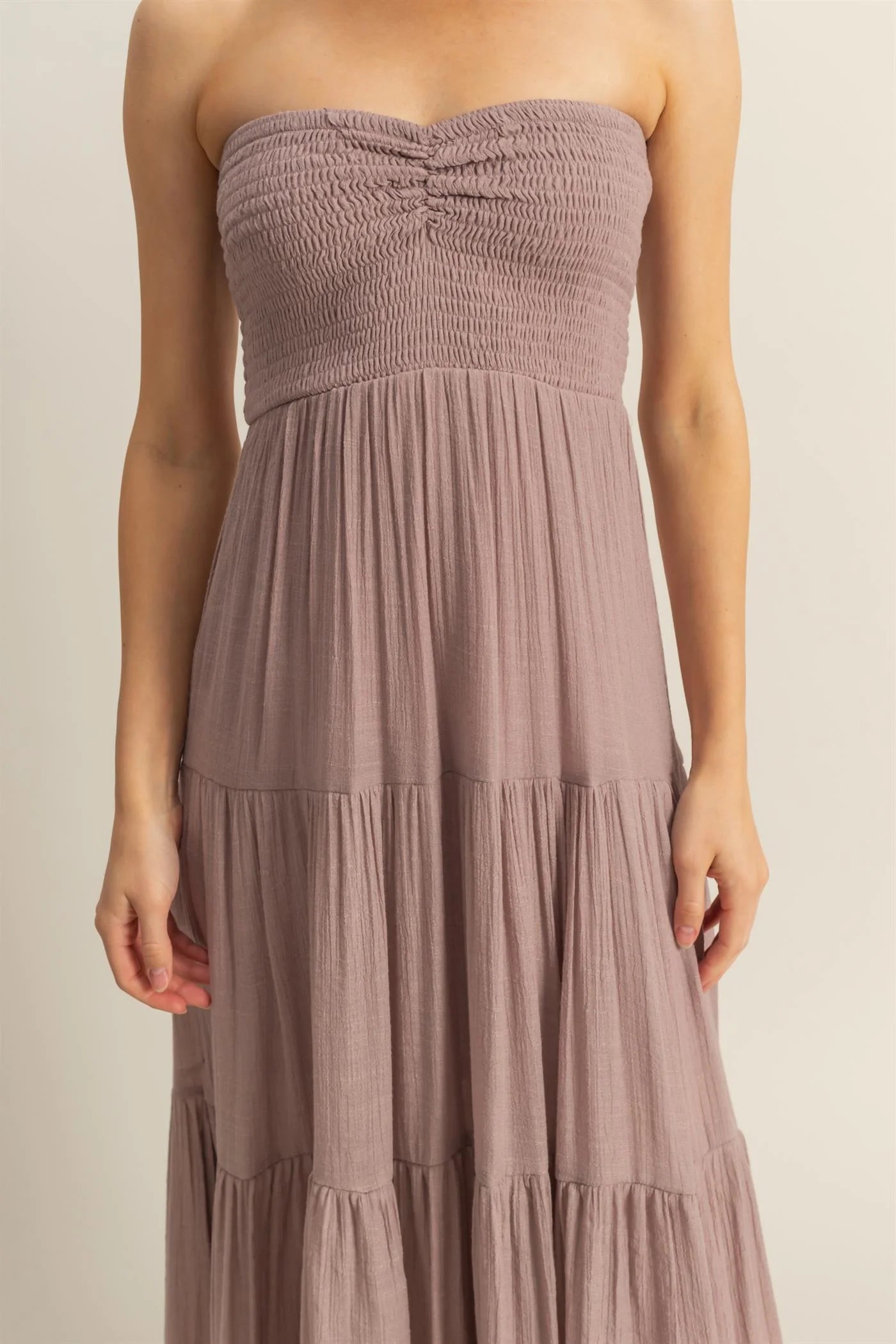 PREORDER FOR 3/21 Alice Strapless Ruched Maxi Dress