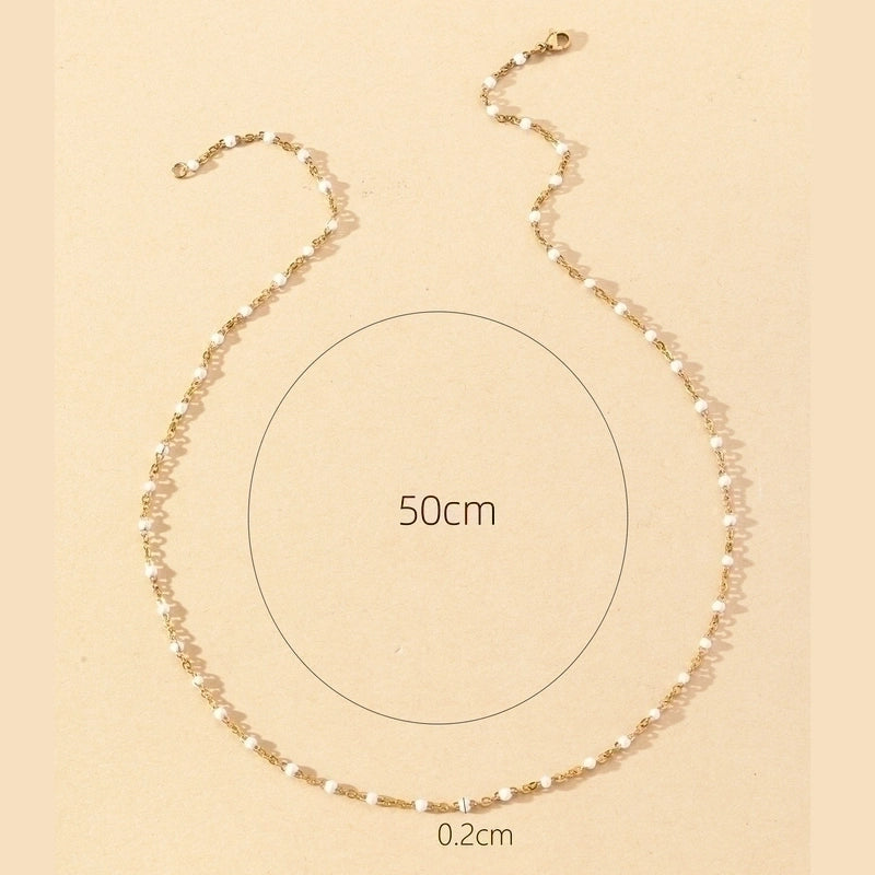 Sands and pearls gold plated stainless steel necklace