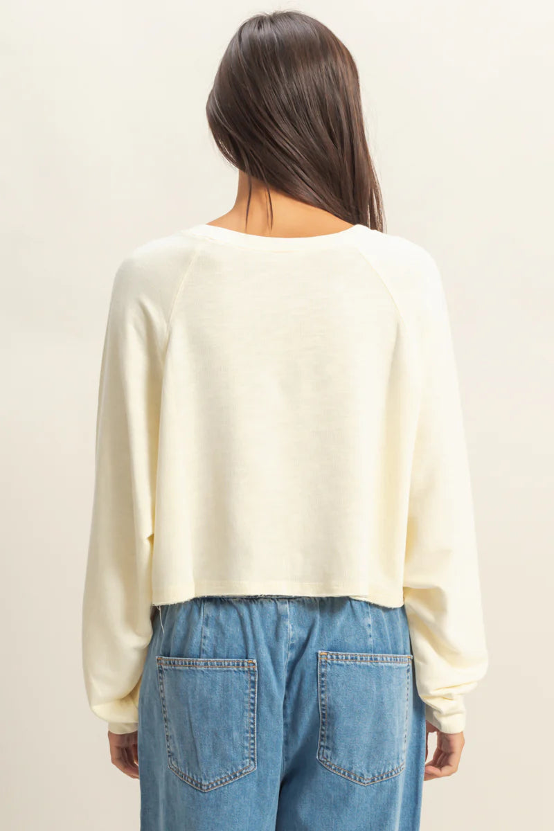Marshmallow Long sleeve cropped tee
