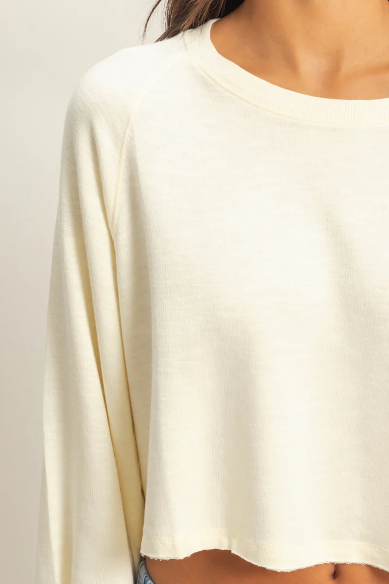 Marshmallow Long sleeve cropped tee