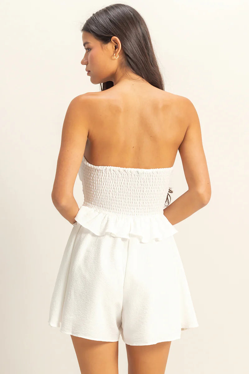 Claire Strapless Ruffled Romper