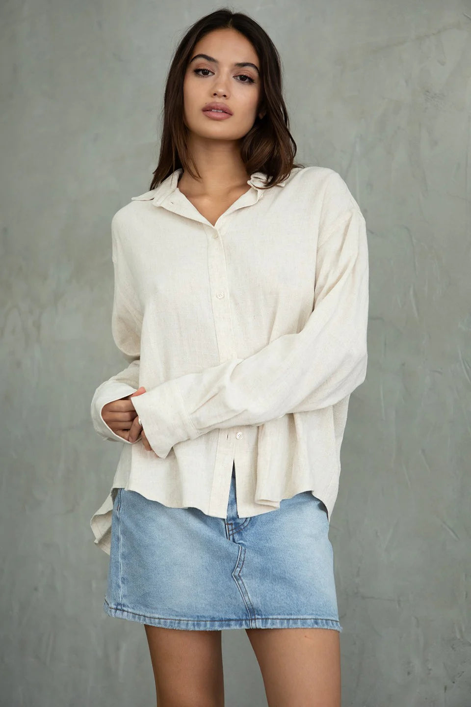 Linen Collared Button Blouse