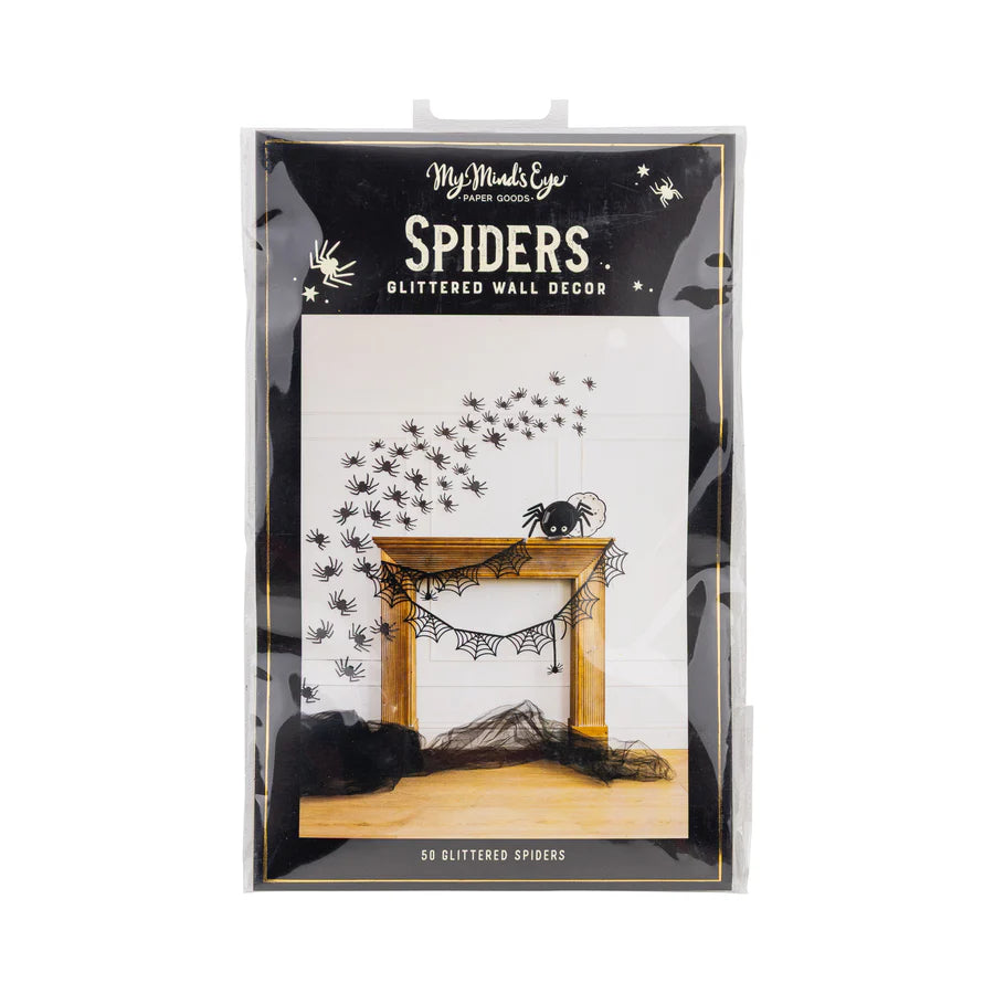 GLITTERED WALL DÉCOR SPIDERS