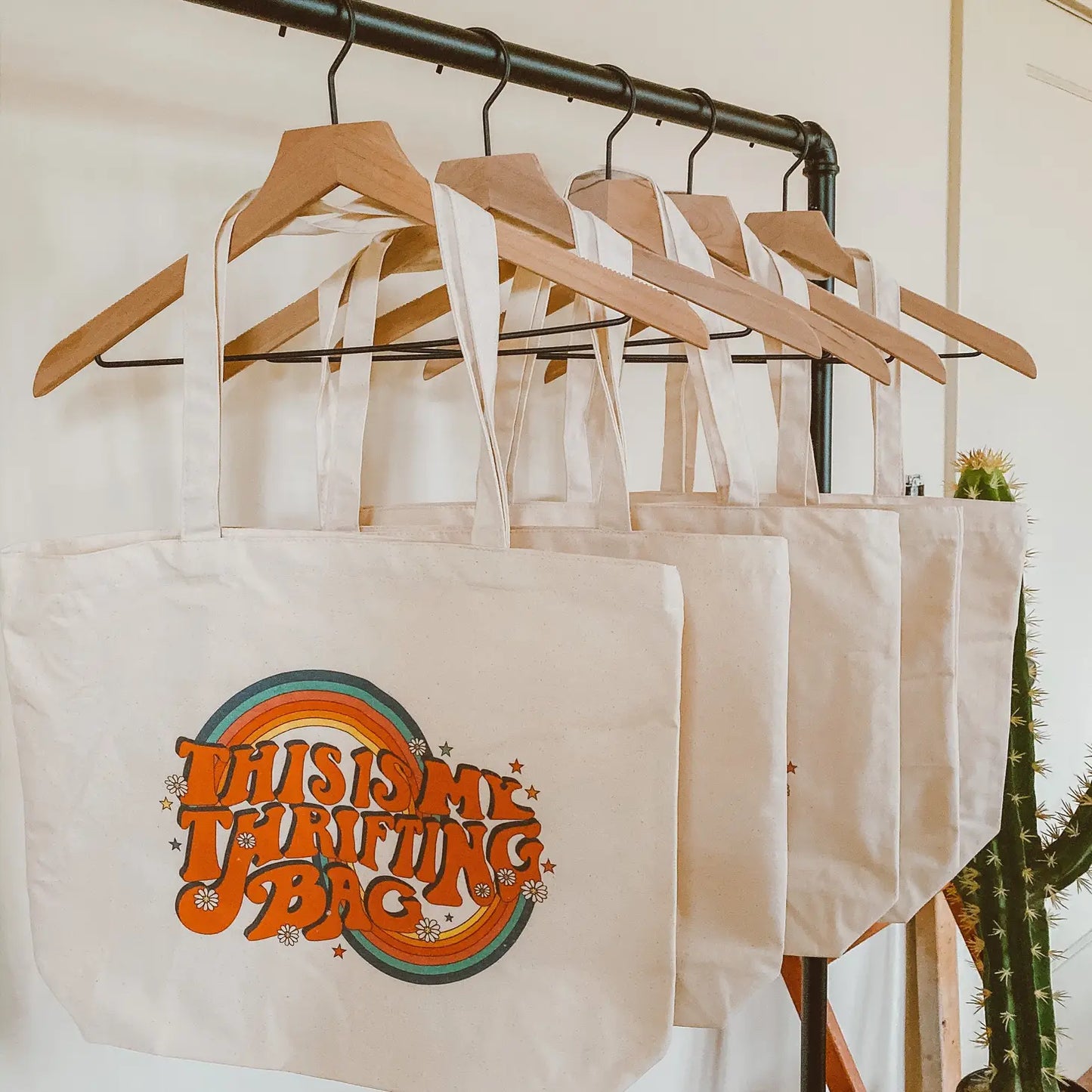 “This is my thrifting bag” Tote