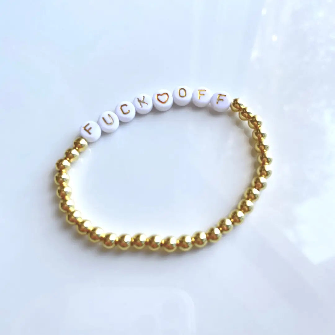 Gold Filled Ball Beaded Message Bracelet