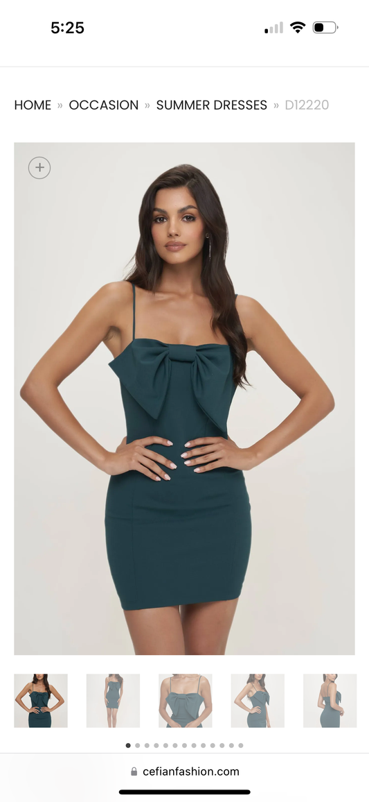 Elegant Green bow dress