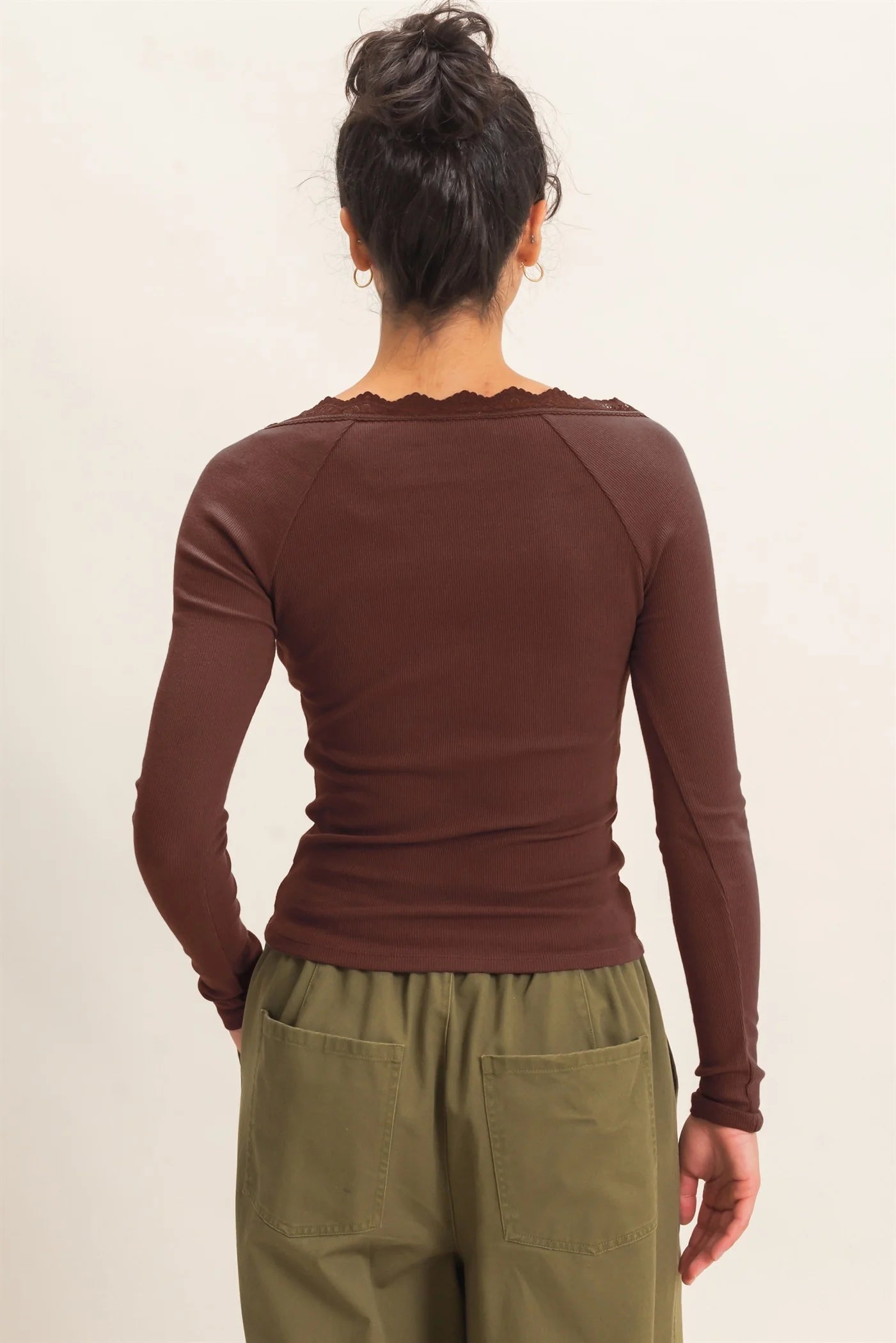 Lace-Trim Henley Top