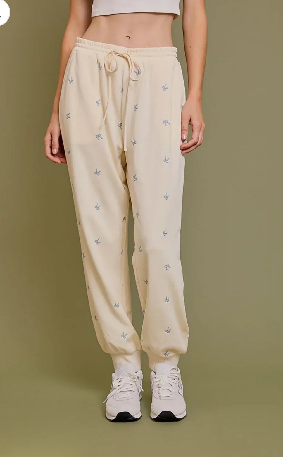 Embroidered bow sweatpants