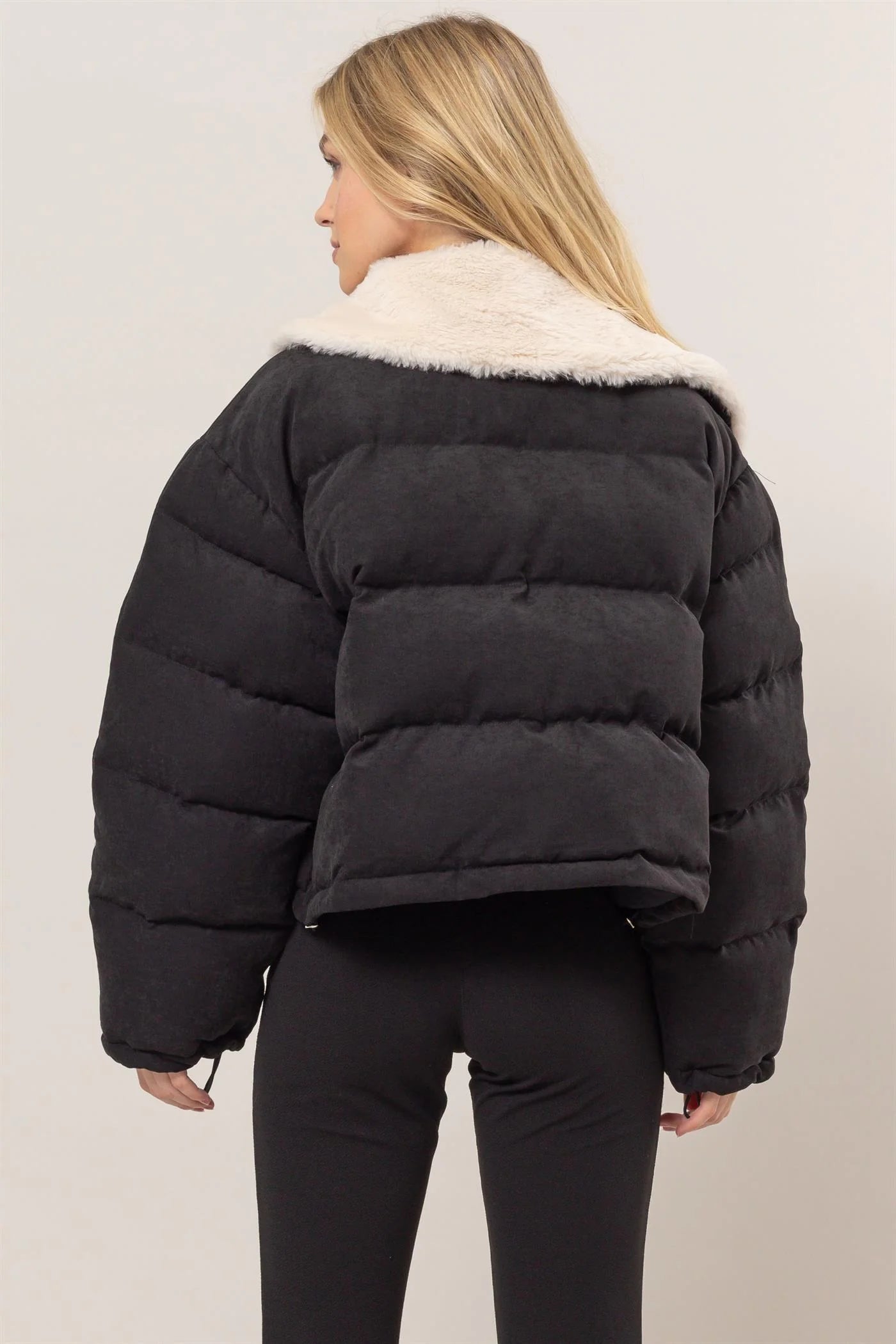 Fur Contrast Puffer Jacket