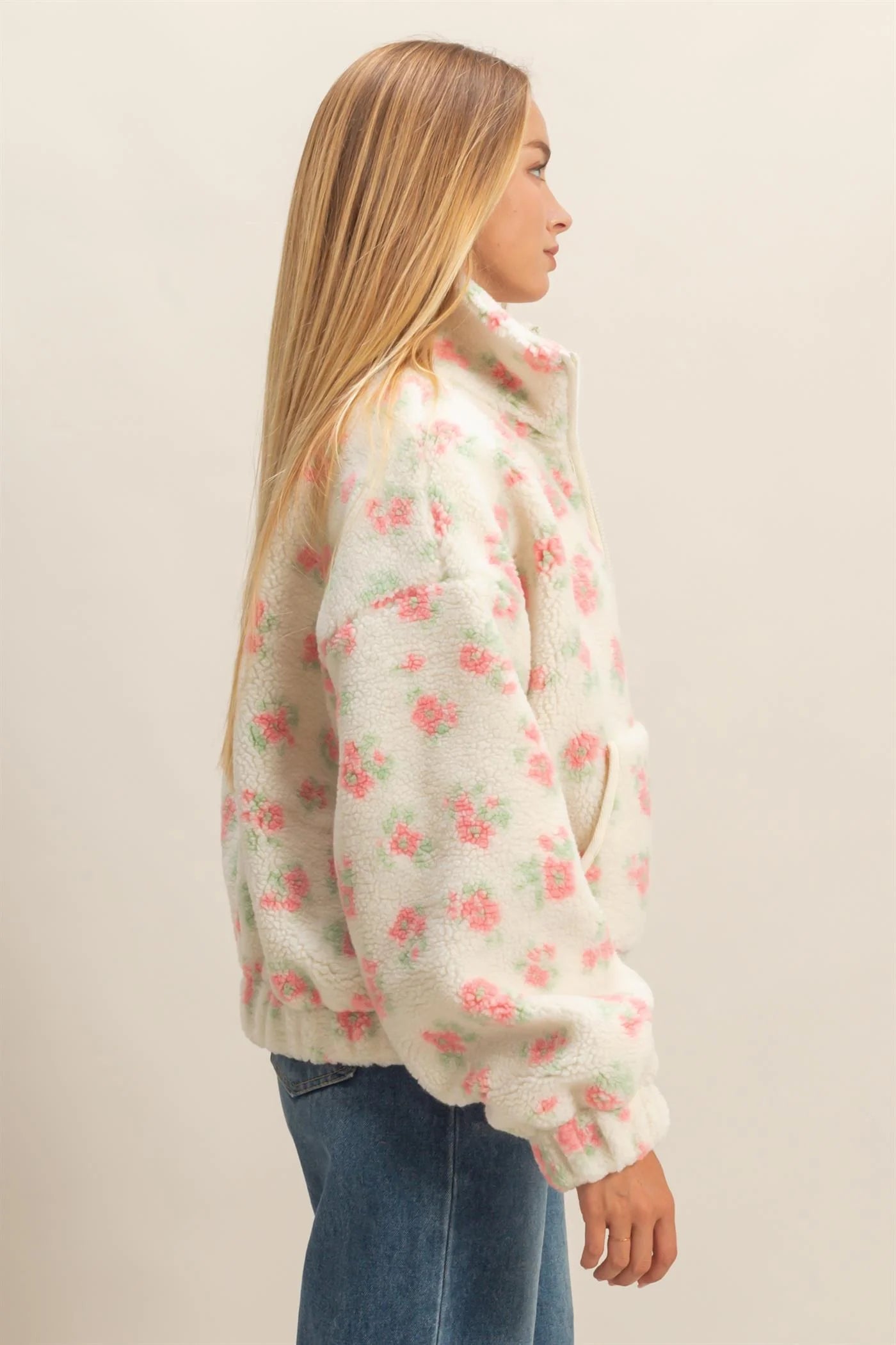Elodie Floral Print Sherpa