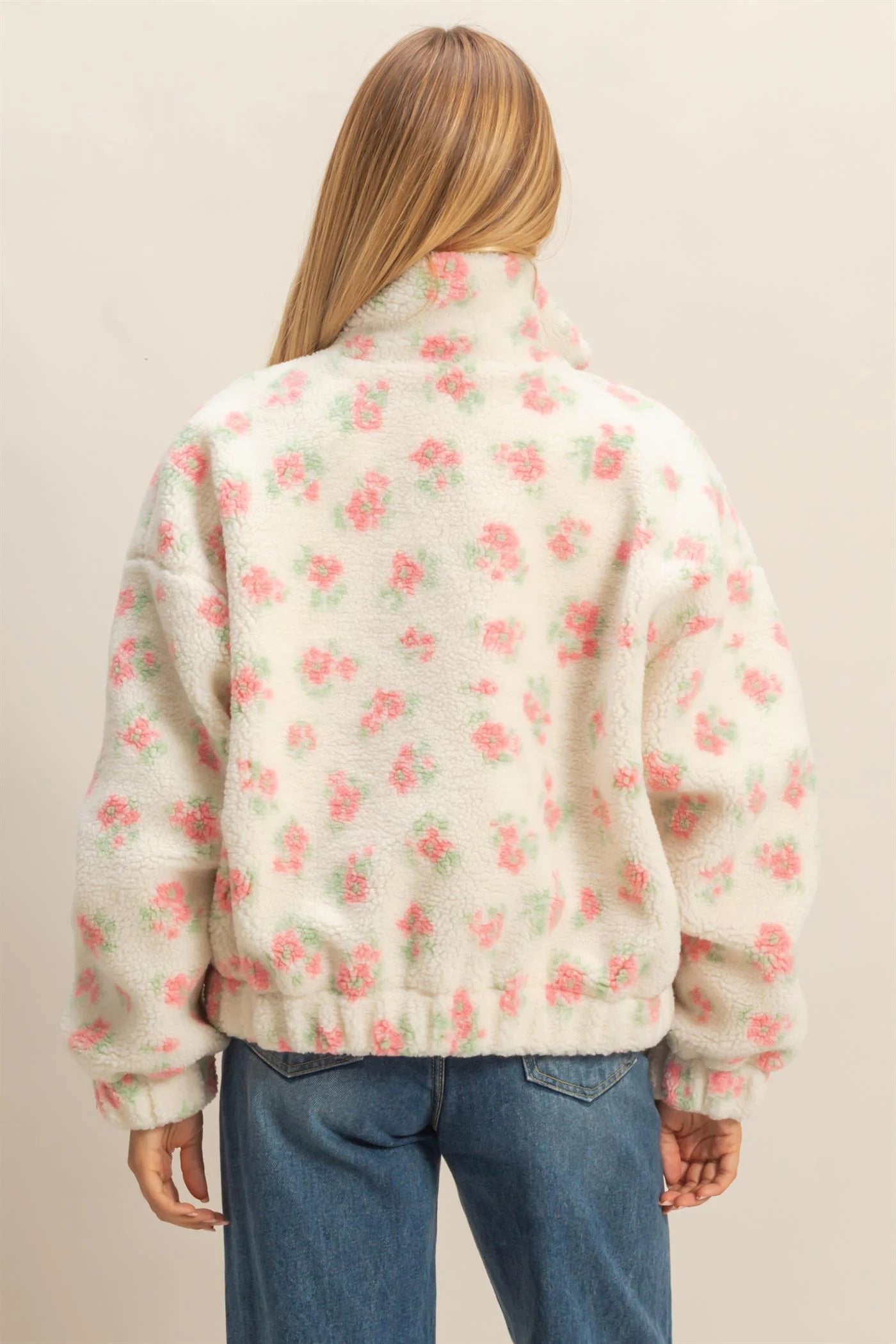 Elodie Floral Print Sherpa