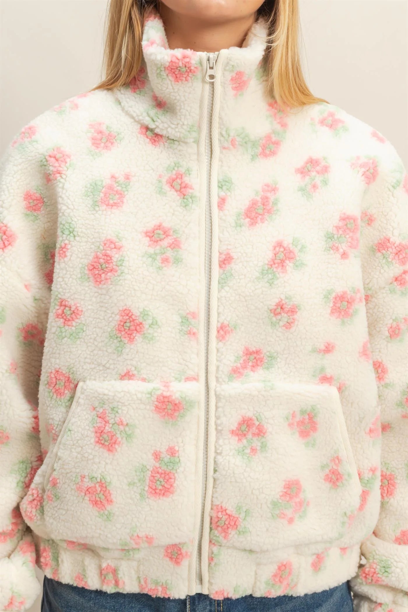 Elodie Floral Print Sherpa