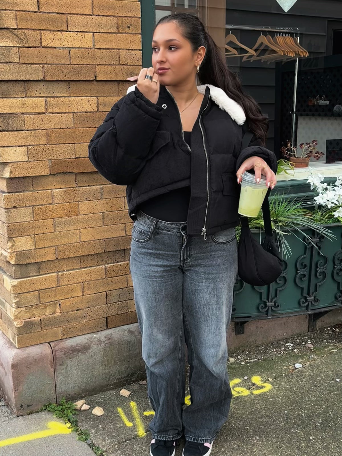 Fur Contrast Puffer Jacket