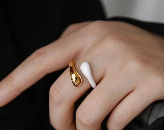 Minimalist Color Block Stainless Steel Ring
