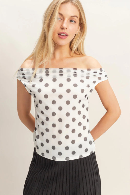 Poppy Off Shoulder Polka Dot Top