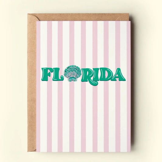Florida Colorful Seashell Beach Coastal Greeting Card