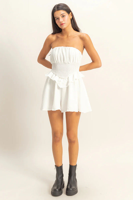 Claire Strapless Ruffled Romper