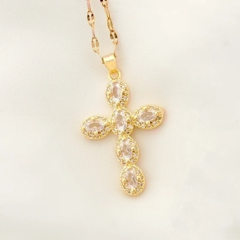 18K Gold Plated Cross Pendant Necklace