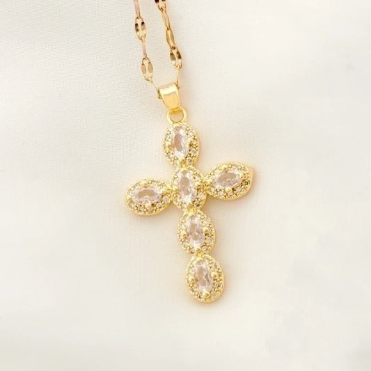 18K Gold Plated Cross Pendant Necklace