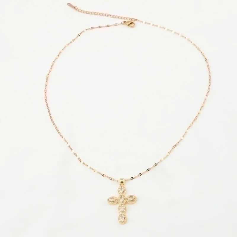 18K Gold Plated Cross Pendant Necklace
